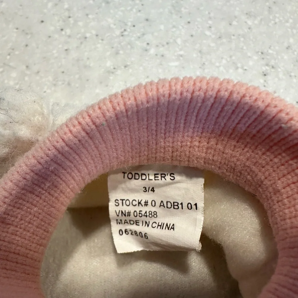 COPY - L.L.Bean Toddler Size 3/4 Animal Paws Slippers. White & Pink Bunny!
